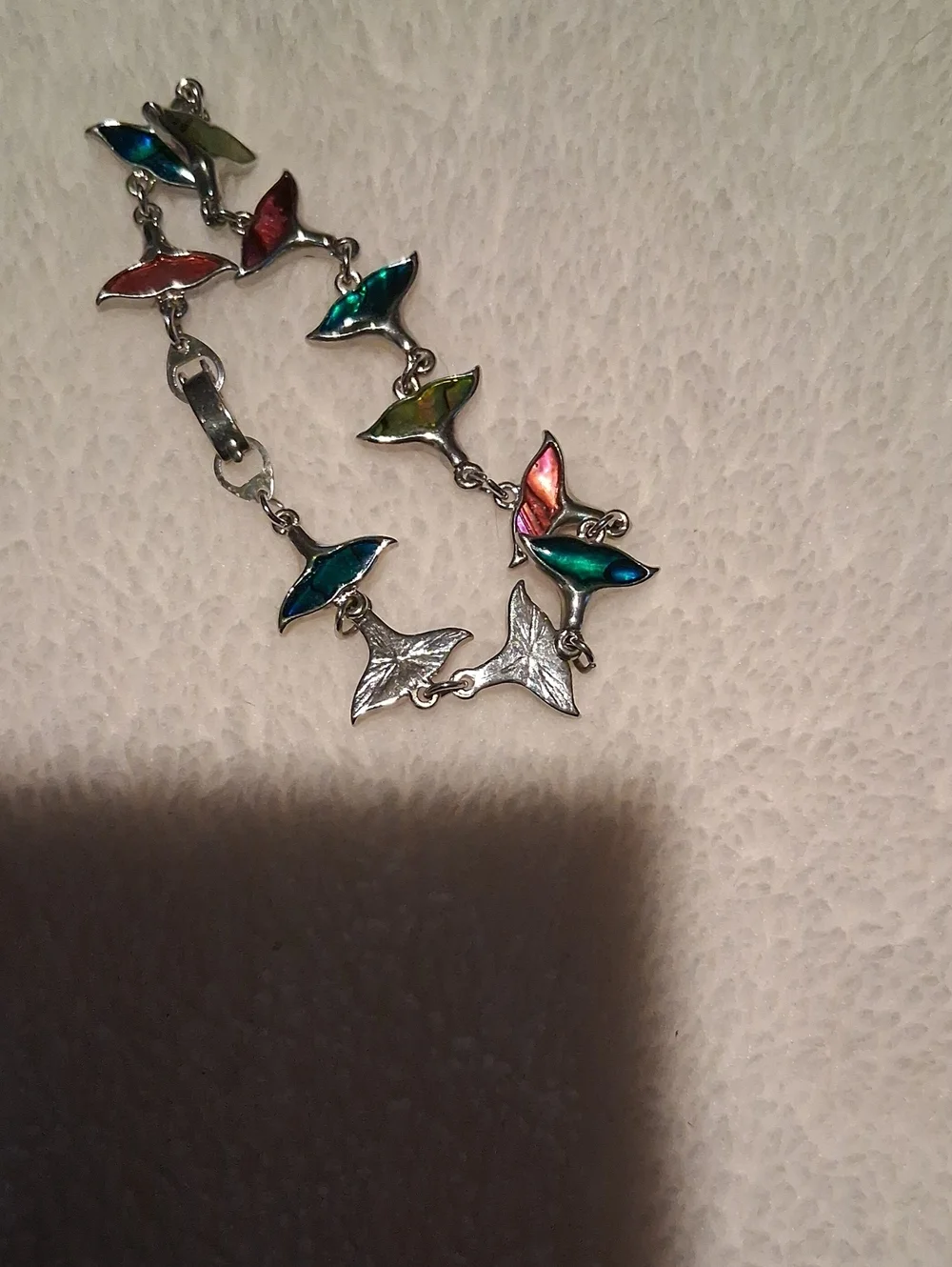 A. Silver-tone Multicolor Enamel Leaf Bracelet - Women's Jewelry